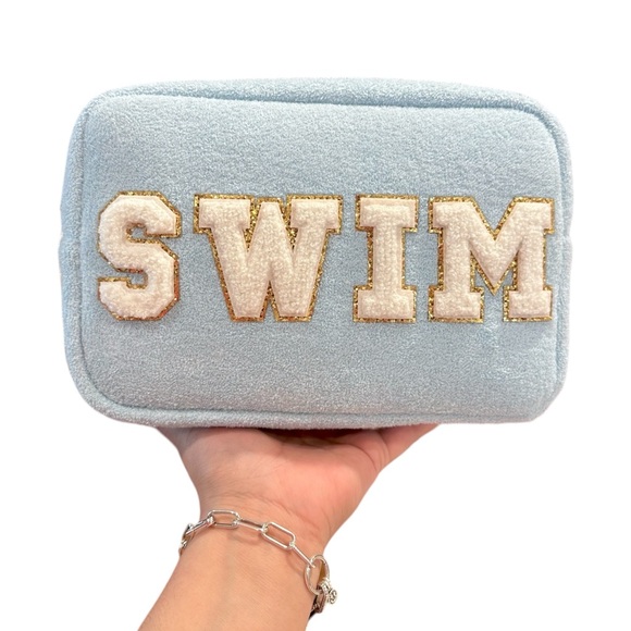 🦋Gloss & Glo Terry Cloth Swim 🏊 blue pouch - Picture 6 of 6